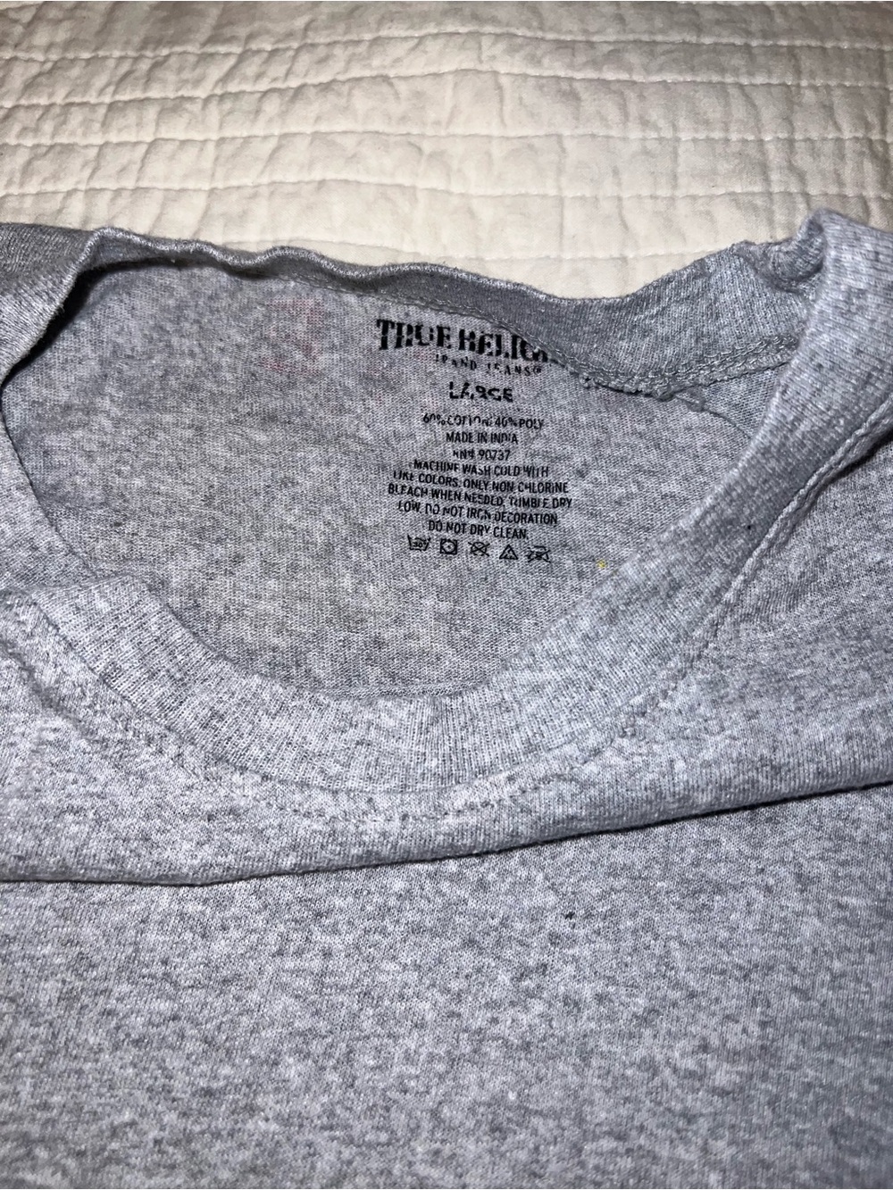 True Religion Heather Gray Tee with Red Logo - Picture 3 of 5